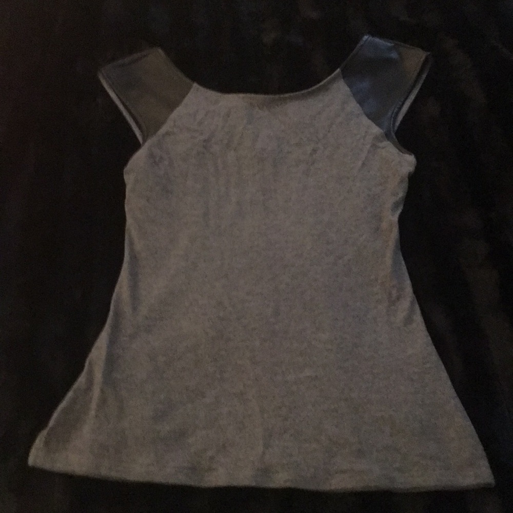 Express Tee with faux leather shoulders
